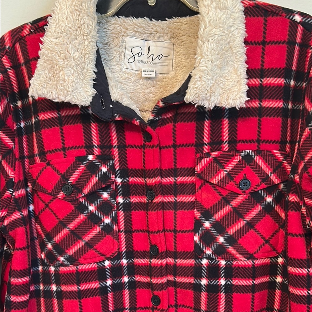 Soho Red and Black Teddy Jacket Cozy and Stylish - Picture 4 of 6